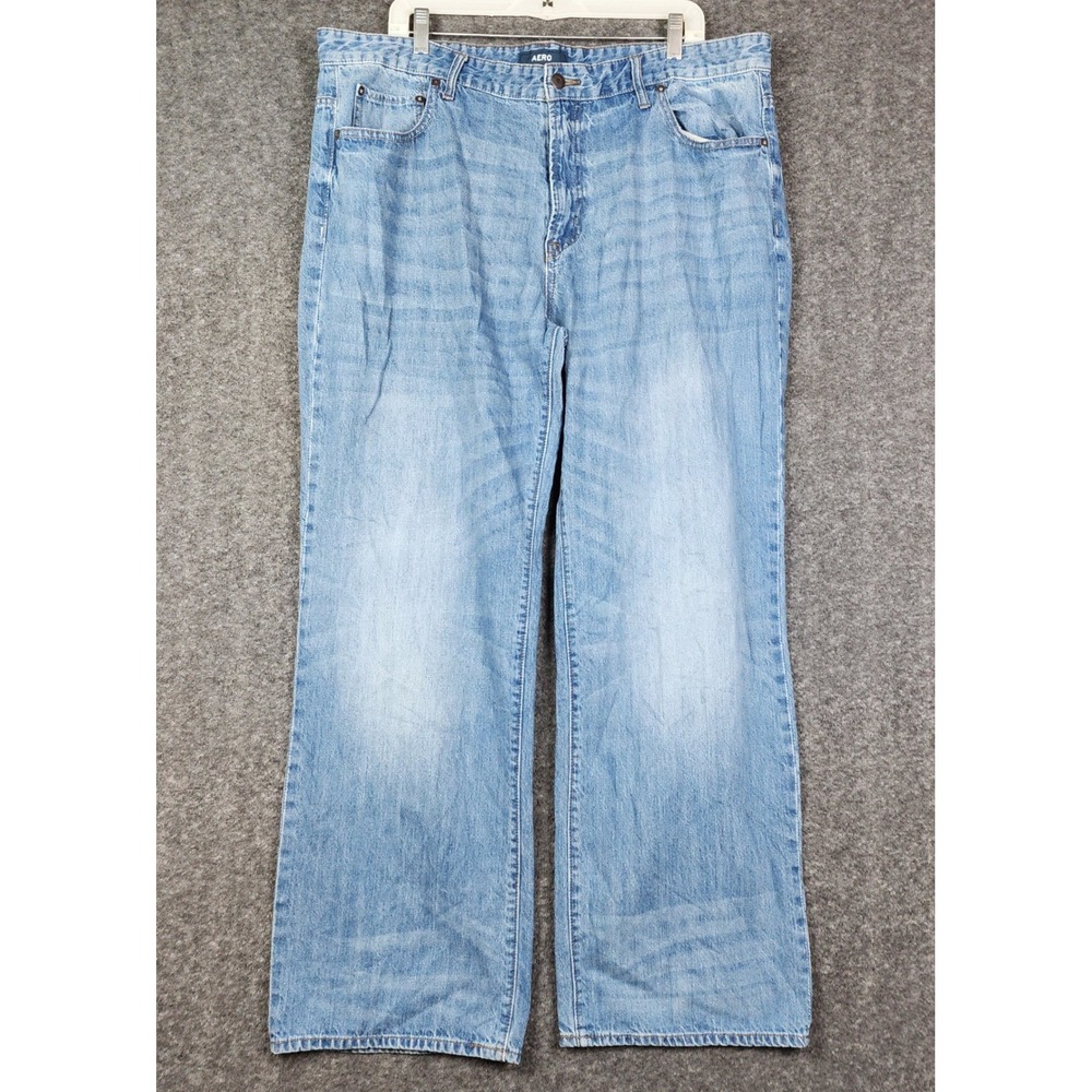 Aeropostale Relaxed Jeans Mens 40x32 Light Blue Wash Straight Leg Denim